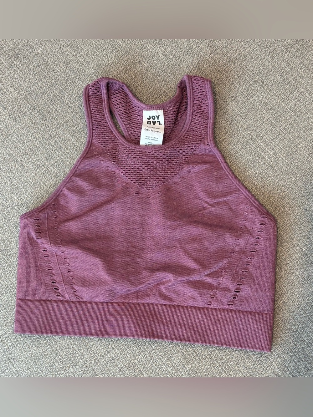 JoyLab Mauve High-Neck Sports Bra Top, XS